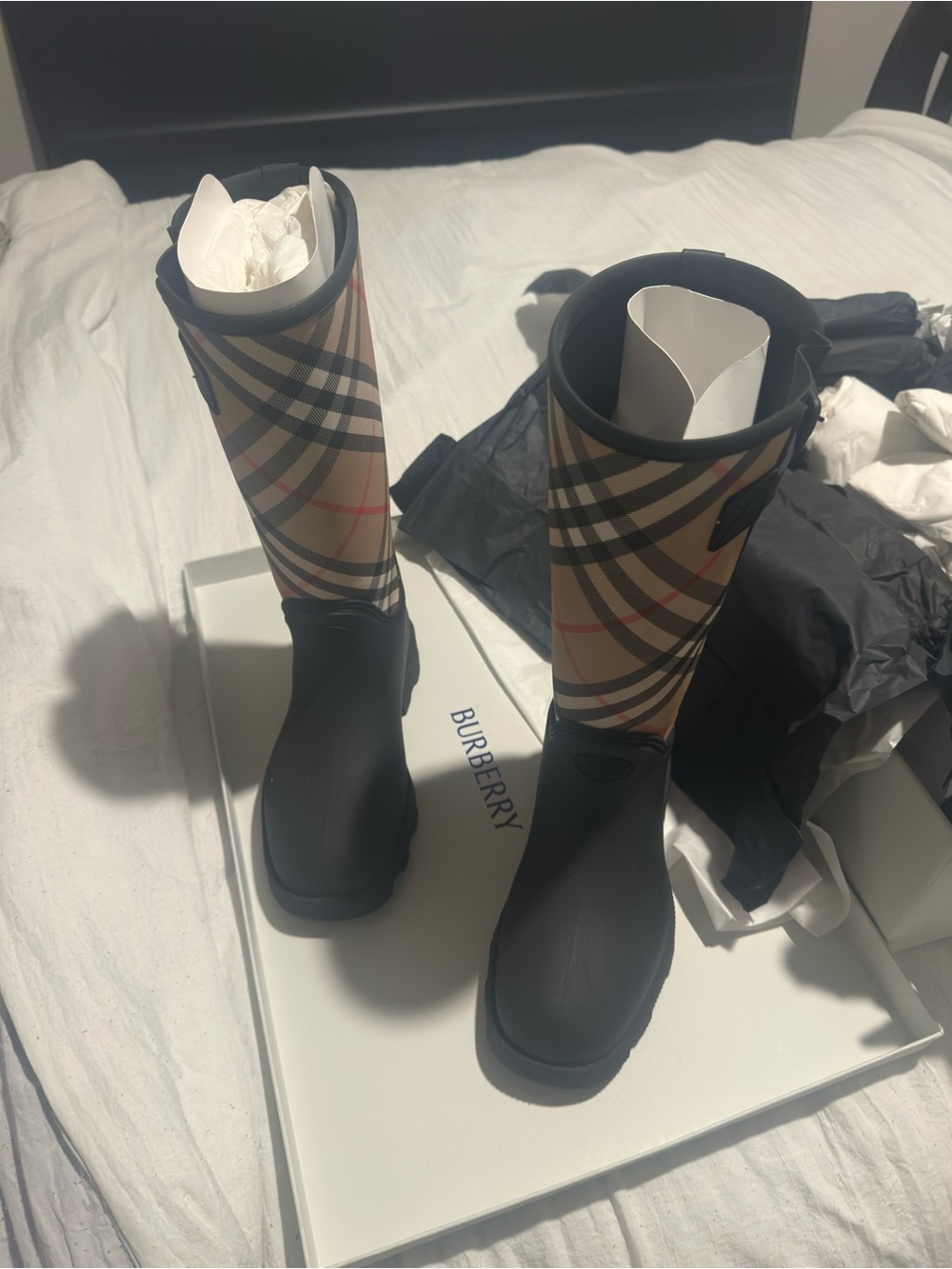 Burberry Beige & Black Signature Check Rain Boot - Picture 2 of 5